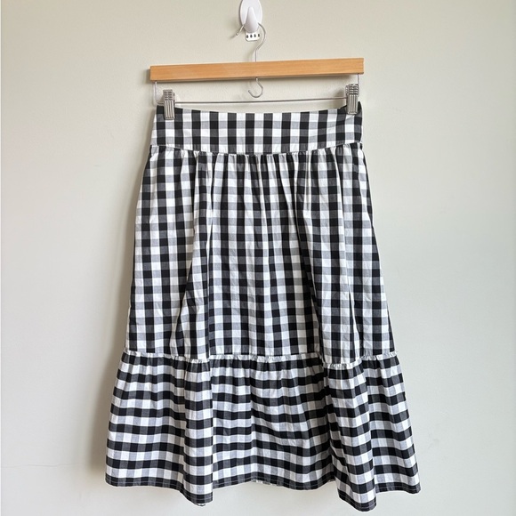 J. Crew Big Bow Tie Front Gingham Print Skirt Size 2 - Picture 3 of 6
